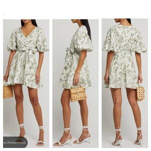 o.p.t Mika‎ floral bird print puff sleeve Dress Size M